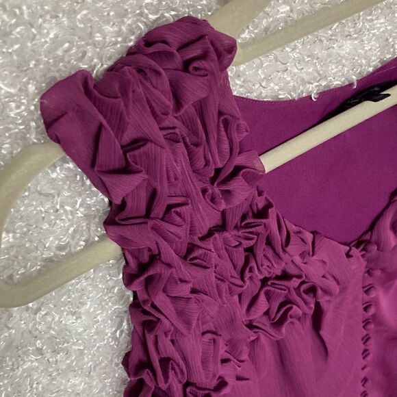 Anne Klein Purple Ruffle Button Front Sleeveless Top Large - Picture 6 of 12